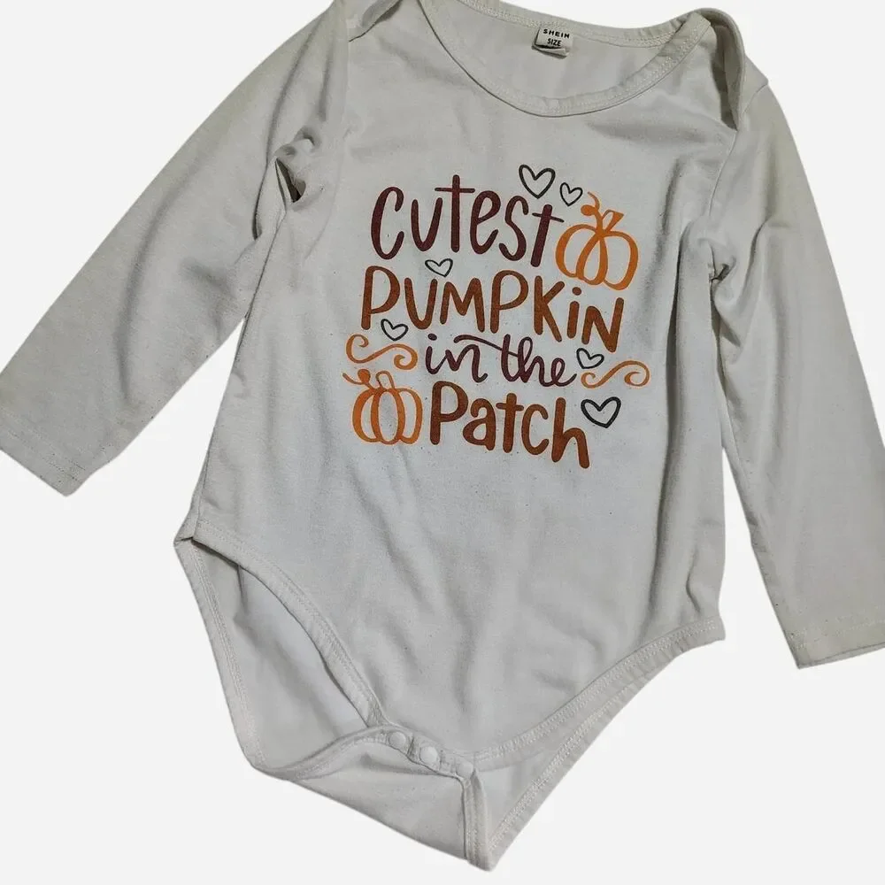 SHEIN Toddler Long Sleeve Onesie Cutest Pumpkin in the Patch Size 18-24M Unisex